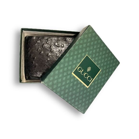 ❤️SOLD❤️GUCCI Vintage Mens Bifold Ostrich Leather Wallet - Picture 1 of 12